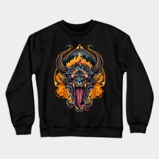 Demon Face and Fire Skulls Crewneck Sweatshirt